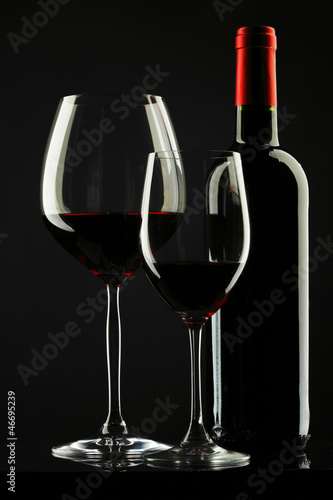 Red Wine Glass silhouette Black Background