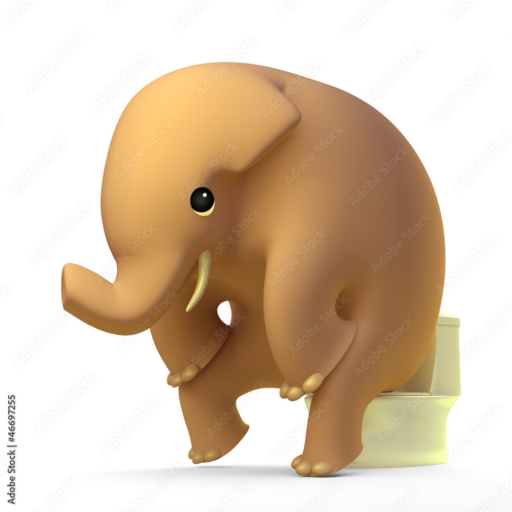 Obraz premium 3D elephant seated on toilet bowl (toilet Sign for men)