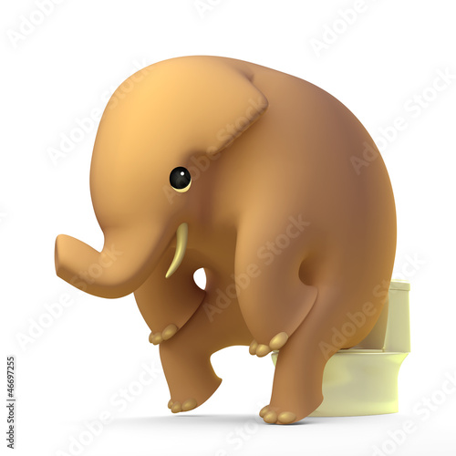 3D elephant seated on toilet bowl  toilet Sign for men 