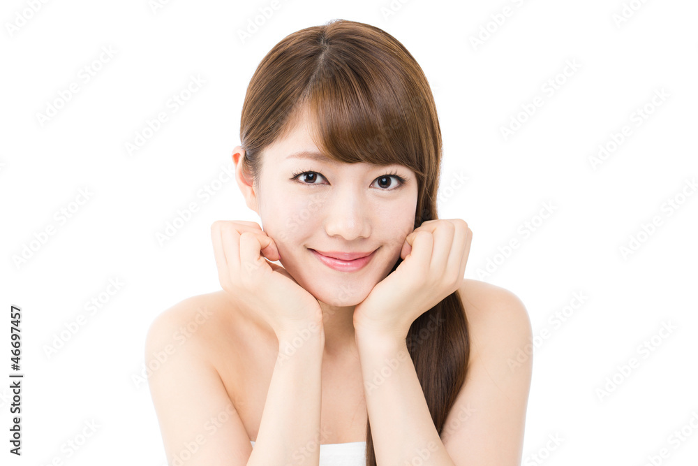 Beautiful hair woman on white background. Portrait of asian. Beautiful hair woman on white background. Portrait of asian.
