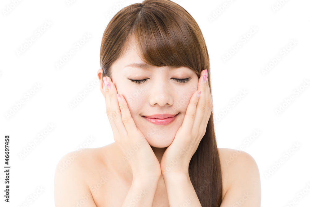 Beautiful hair woman on white background. Portrait of asian. Beautiful hair woman on white background. Portrait of asian.