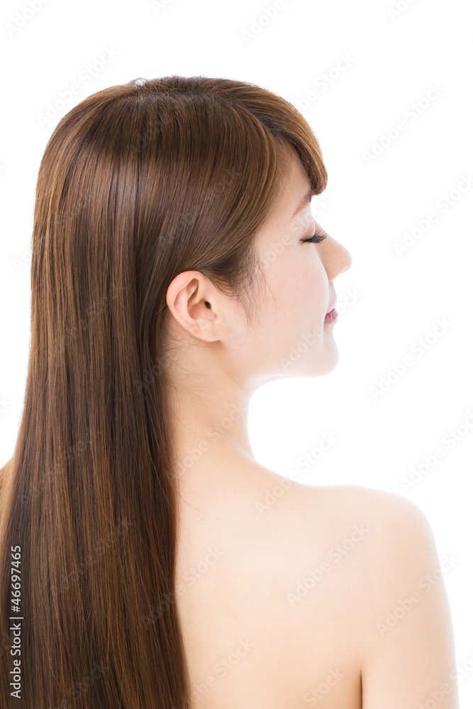 Beautiful hair woman on white background. Portrait of asian. Beautiful hair woman on white background. Portrait of asian.