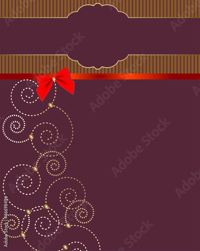 Sfondo cacao con nastro e fiocco rosso