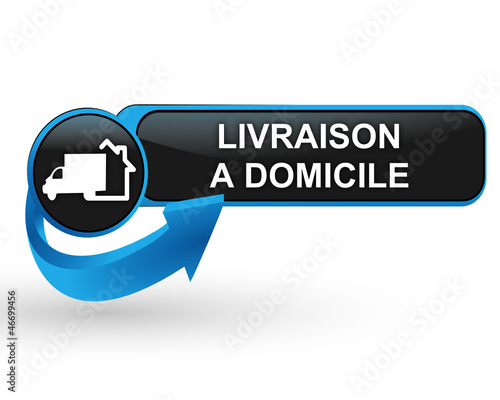 livraison a domicile sur bouton web design bleu