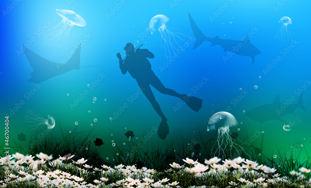 Fototapeta premium Underwater life of the seas and oceans