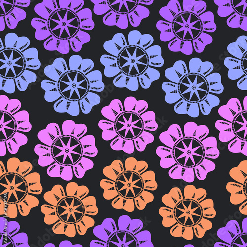 Dark colorful floral seamle...