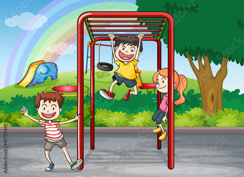 kids and monkey bar photo