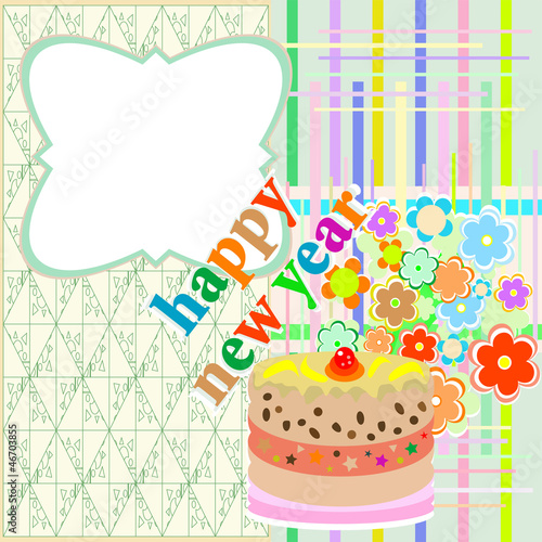 new year cupcake with flowers on new year background