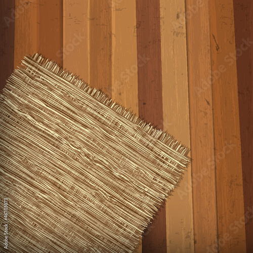 Wooden background with flap burlap