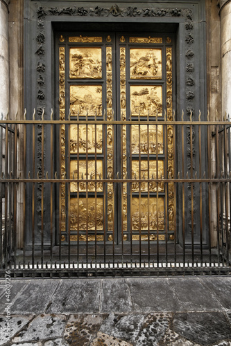 Particular of the door of the baptistery of San Giovanni Florenc photo