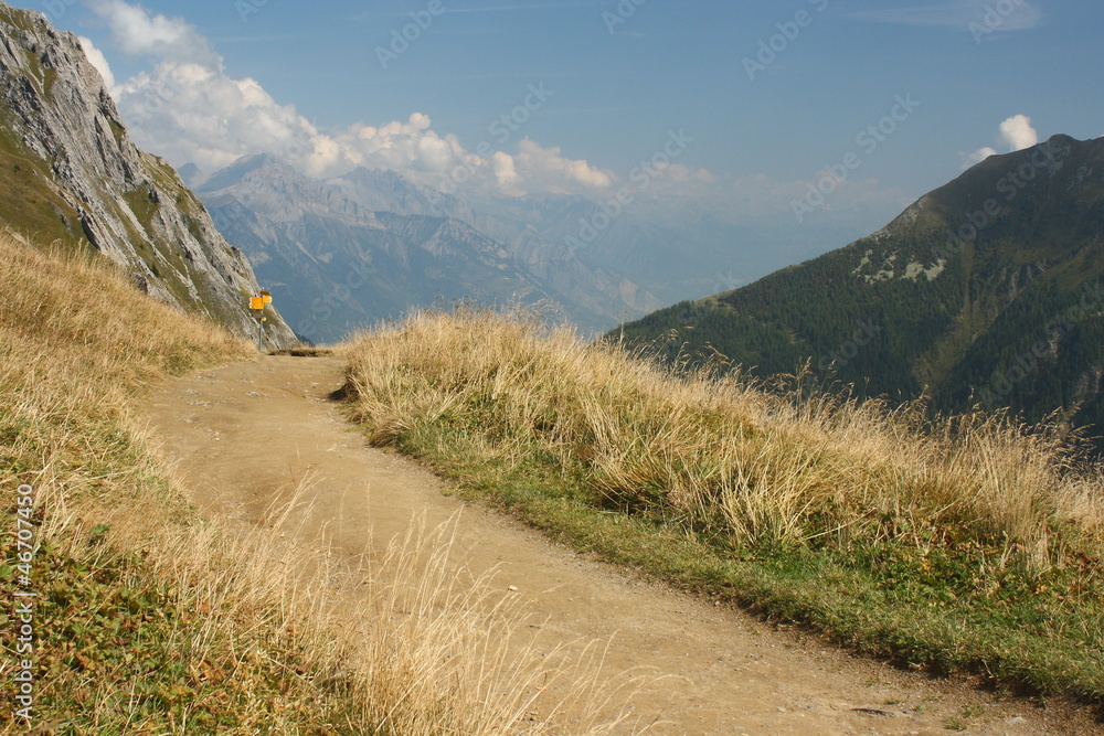 high altitude footpath in French Alps
