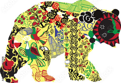 Bear in Russian ornament