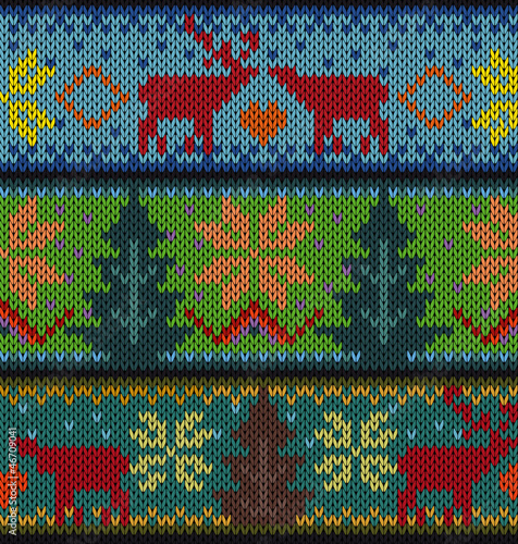 Knitted background with Christmas ornament