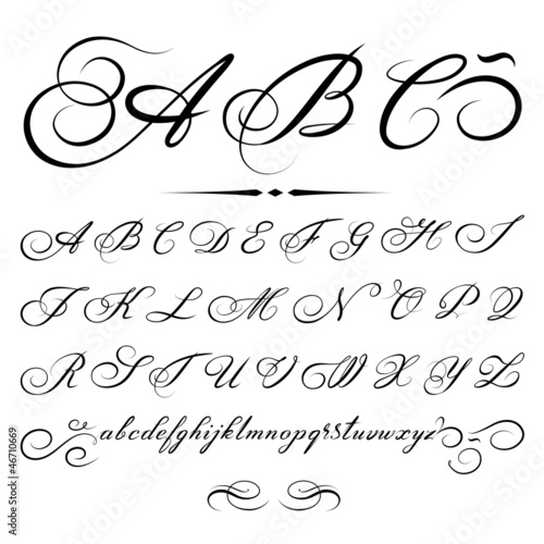 vector Alphabet based on calligraphy masters of the 18th century photo