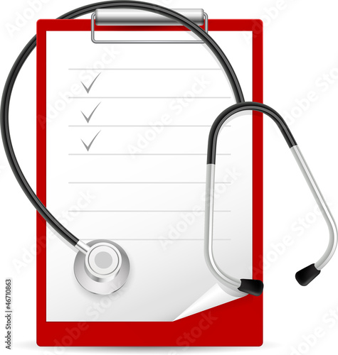 Realistic stethoscope and notes