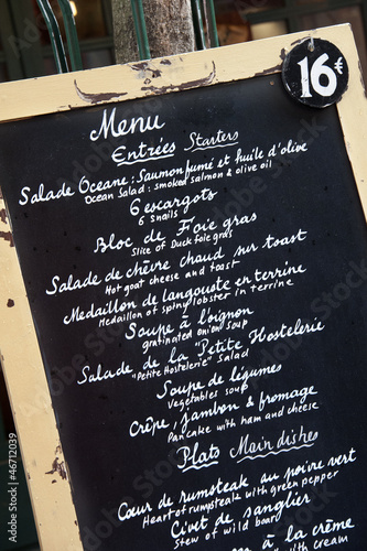 French restaurant menu