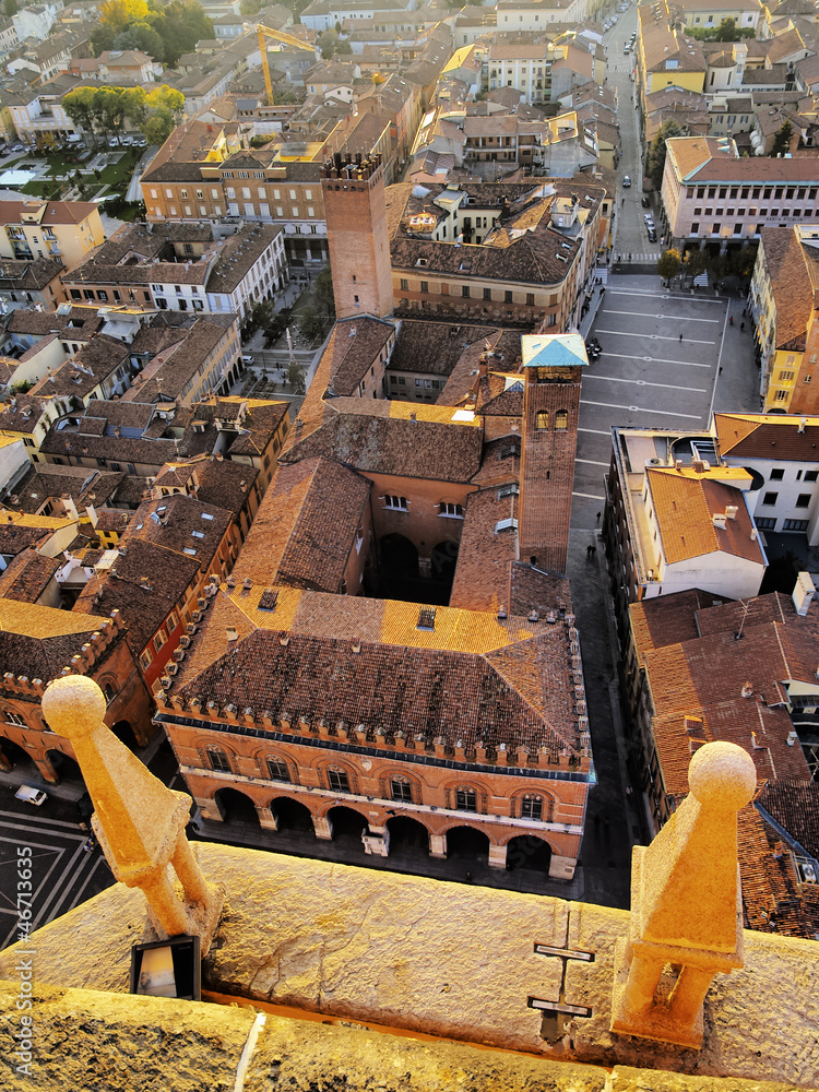 Fototapeta Cremona, view from cathedral tower, Lombardy, Italy