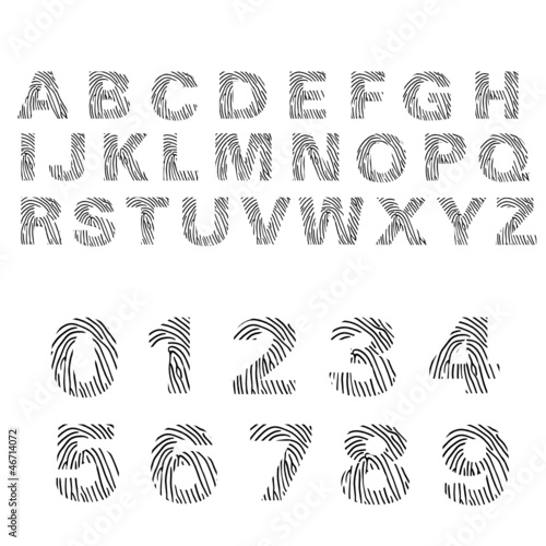 alphabet of fingerprint vector illustration