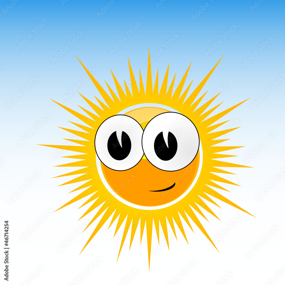 sun funny with smile and big eye