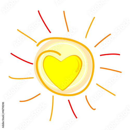 sun and heart in center vector illustration