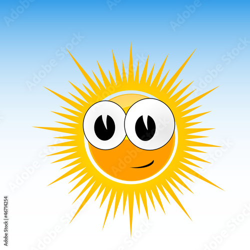 sun funny with smile and big eye