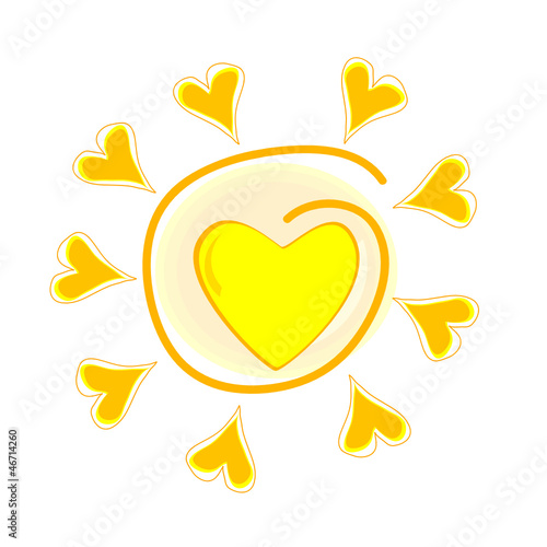 sun vector illustration with heart