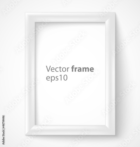 White rectangular 3d photo frame with shadow