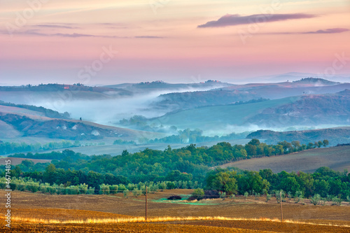 Tuscany landscape at sunrise