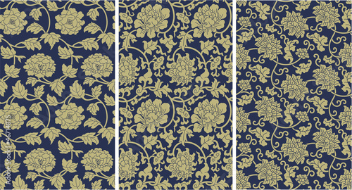 Antique Chinese floral seamless patterns