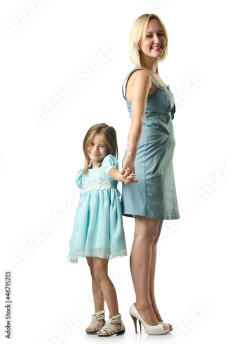 Mother with daughter isolated on white