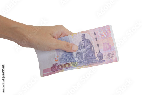 Thai Banknote 500 Baht In Hand.