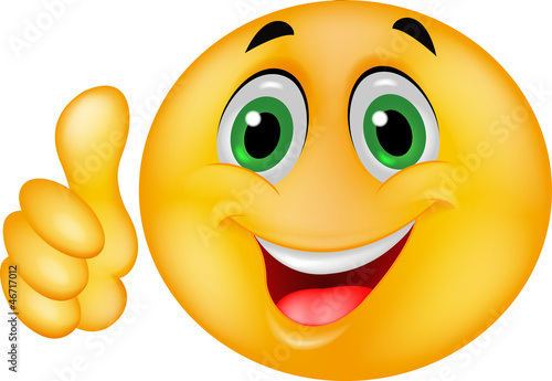 Smiley emoticon cartoon with thumb up photo