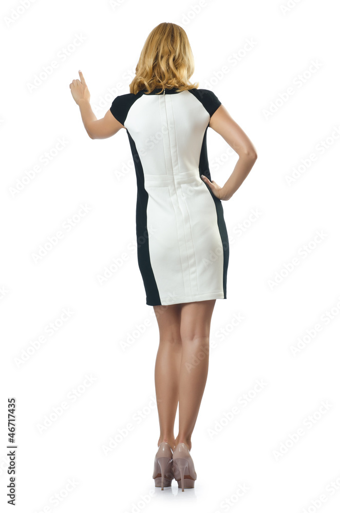 Young attractive woman pressing buttons Young attractive woman pressing buttons