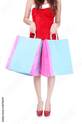 red shopping woman leg and bag