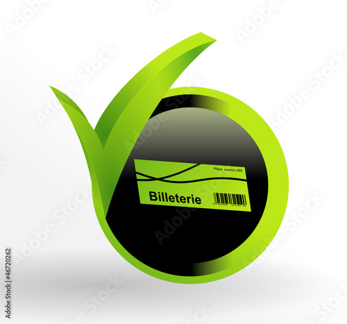 icône billeterie sur bouton vert et noir