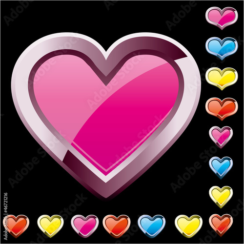 Set of colored heart shape icons, vector illustration