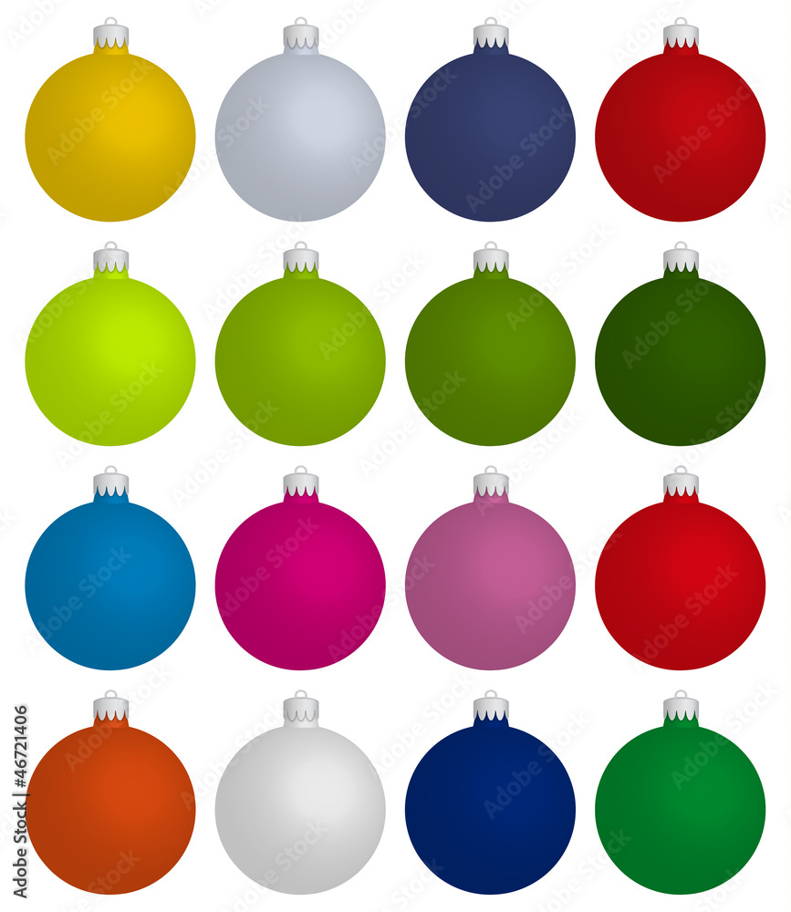 Weihnachtskugeln, bunte Weihnachtsdekoration, Vektor Sammlung Weihnachtskugeln, bunte Weihnachtsdekoration, Vektor Sammlung