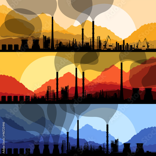 Oil refinery station background vector