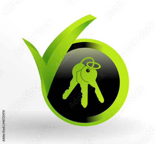 icône trousseau de clefs sur bouton vert et noir