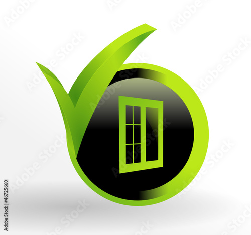 icône fenêtre sur bouton vert et noir