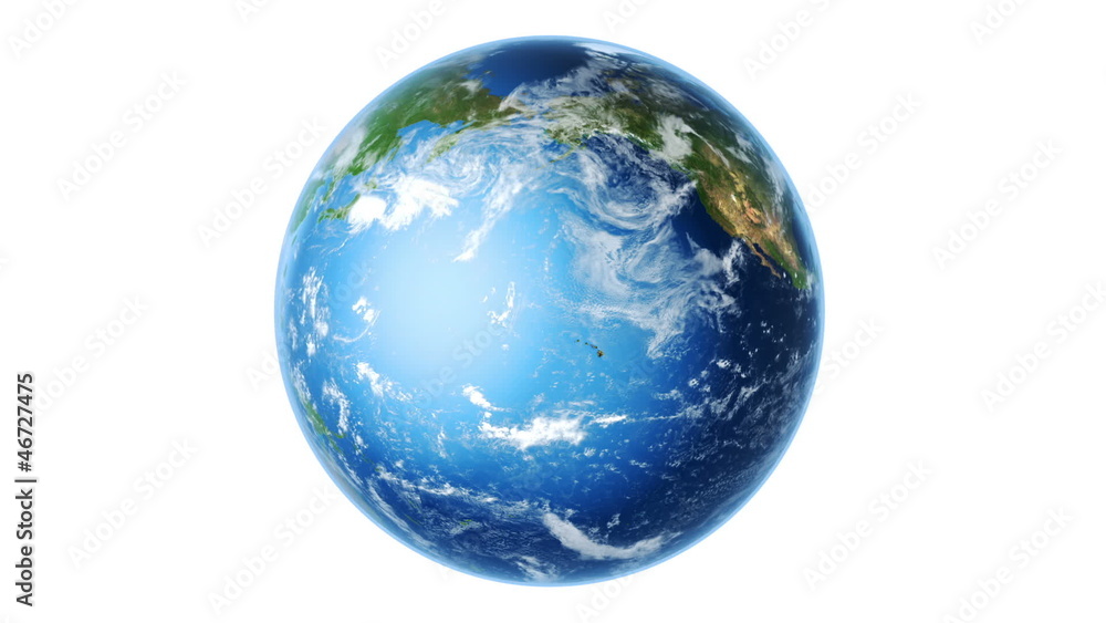 Realistic Earth Rotating on White (Loop) Realistic Earth Rotating on White (Loop)