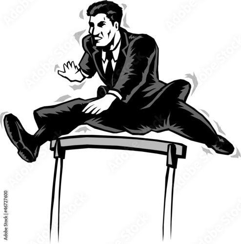 Jumping businessman