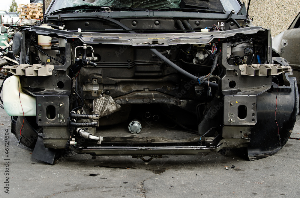car without an engine on a street. car without an engine on a street.