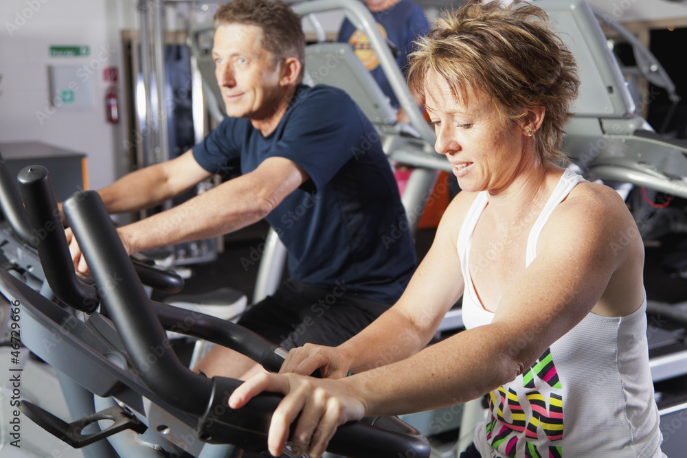 Mature couple at fitness centre