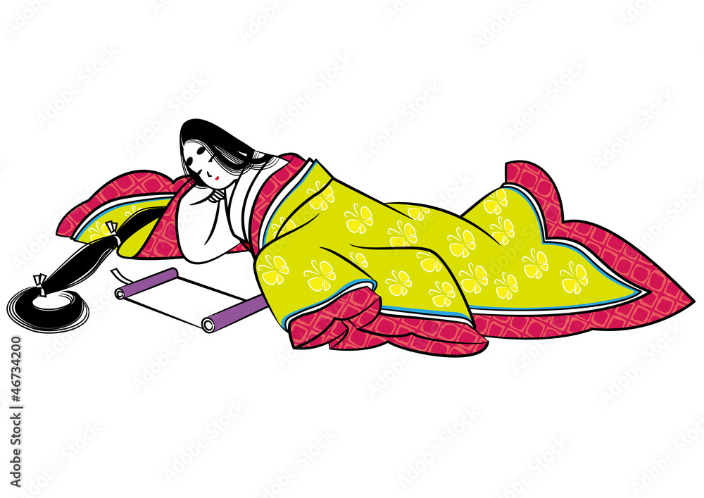 絵巻物を読む平安貴族 Stock イラスト Adobe Stock