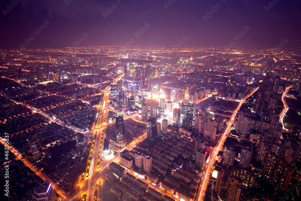 Night view of Shanghai Lujiazui area