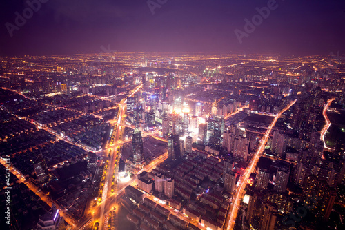 Night view of Shanghai Lujiazui area