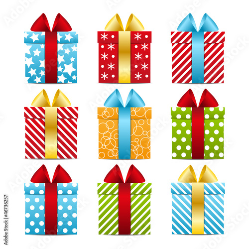 Set of color gift boxes