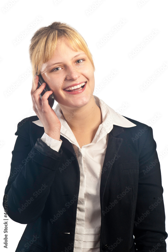 Jeune femme d'affaires utilisant son téléphone portable Jeune femme d'affaires utilisant son téléphone portable