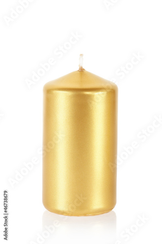 Golden candle isolated with clipping path